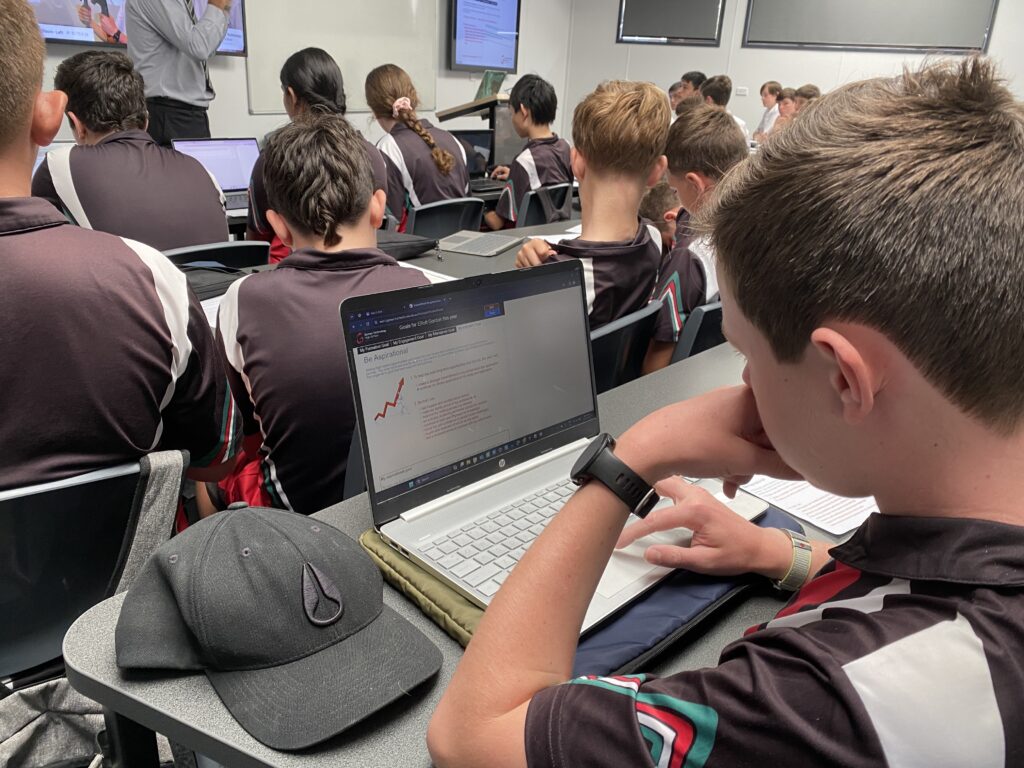 Male student completing goals