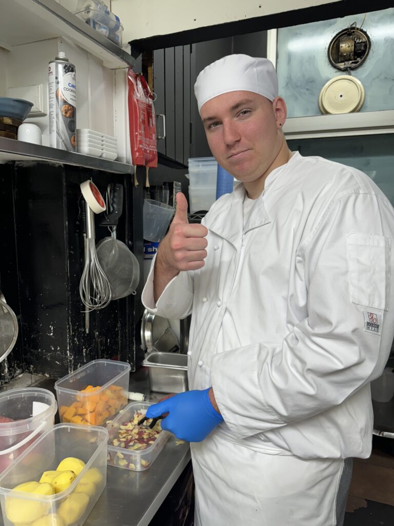 Comfortable in working in an industry kitchen.