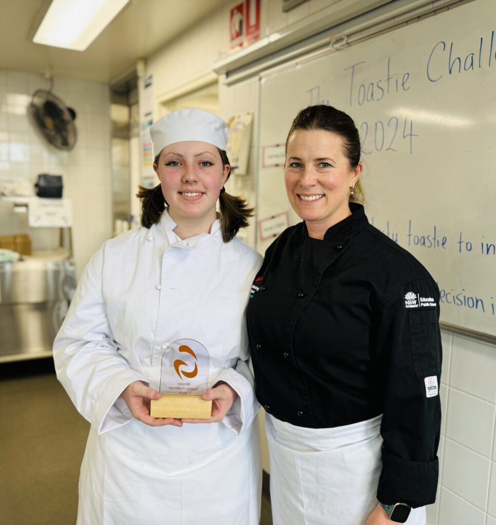 2024 Toastie challenge award winner, Emily with Mrs Kimber.