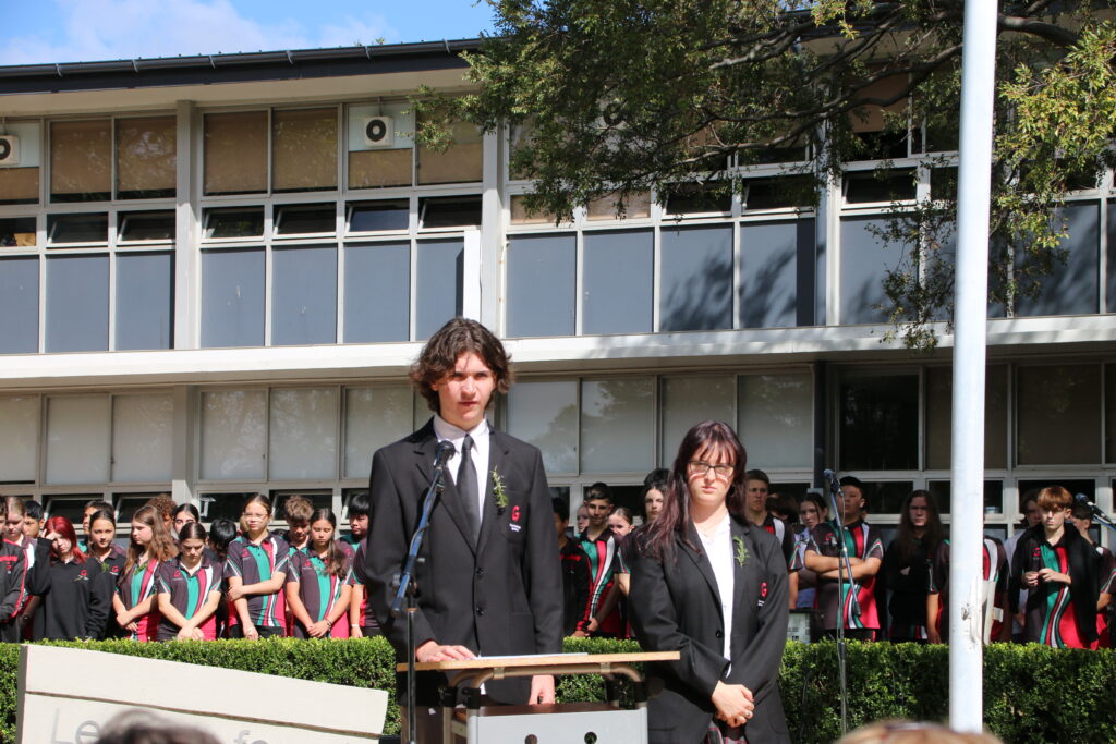 Student speakers delivered powerful reflections during Gymea Technology’s respectful ANZAC Day service.