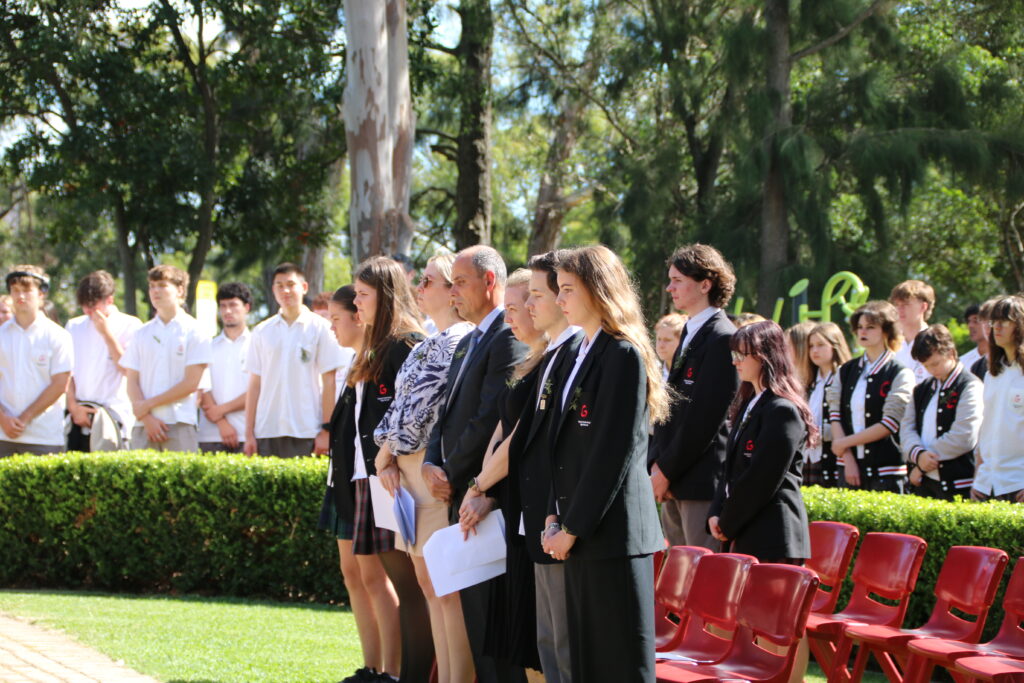 Gymea Technology students and staff united respectfully during the school’s moving ANZAC Day commemoration ceremony.