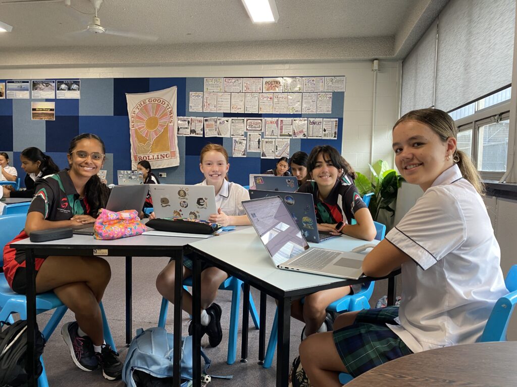 Year 7 girls engage in thoughtful planning, developing creative STEM projects with confidence and collaboration.